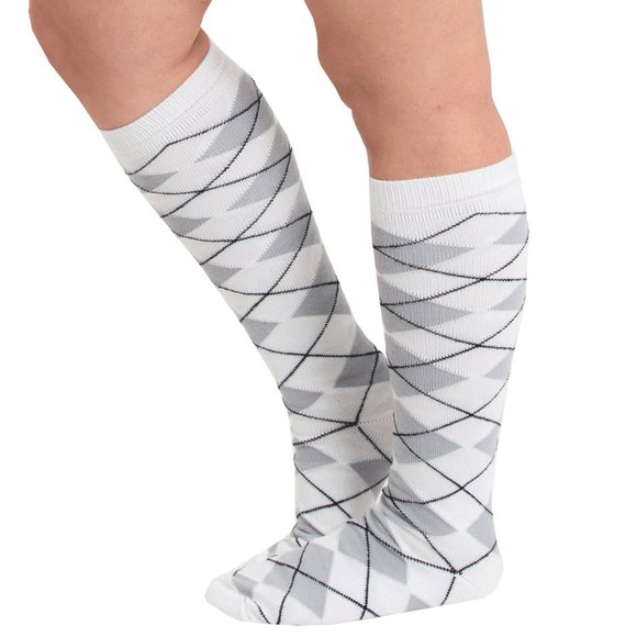 White/Gray Argyle Socks - Picture 1 of 2